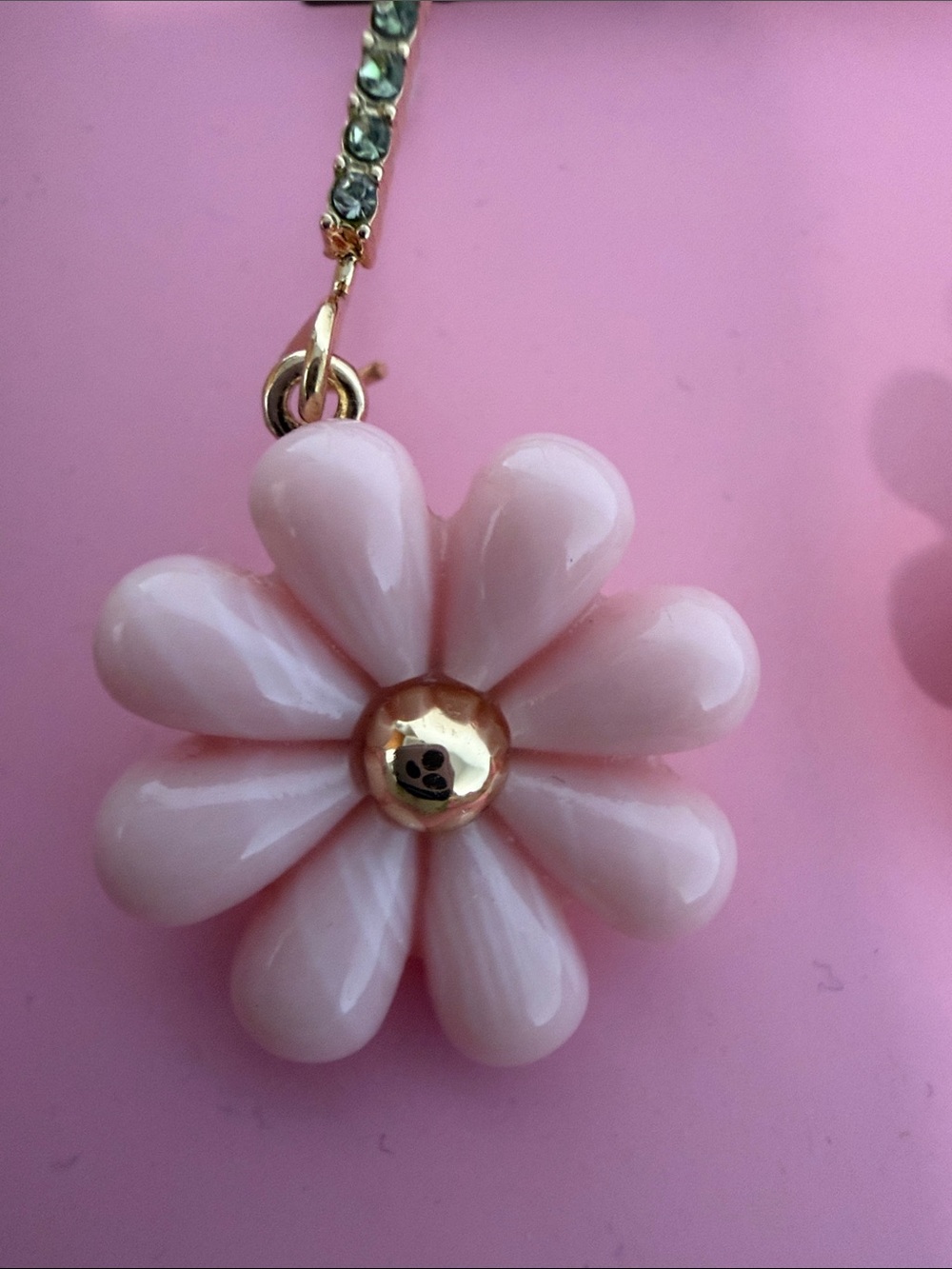 Betsey Johnson | Pink Flower Drop Earrings w/ Rhinestone Accents 🌸 - Picture 7 of 9